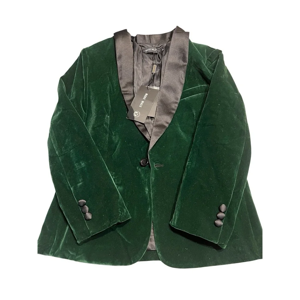 Boys' Suit Set Size 8 KIDS Green Velvet Tuxedo w Suspenders for Wedding Suit